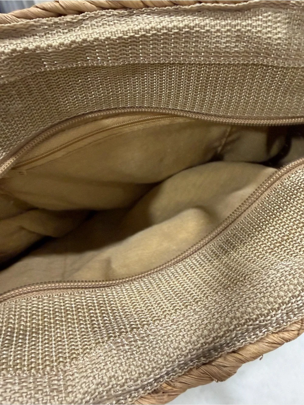 J. Crew Natural Straw Shoulder Bag with Yellow Floral Embroidery